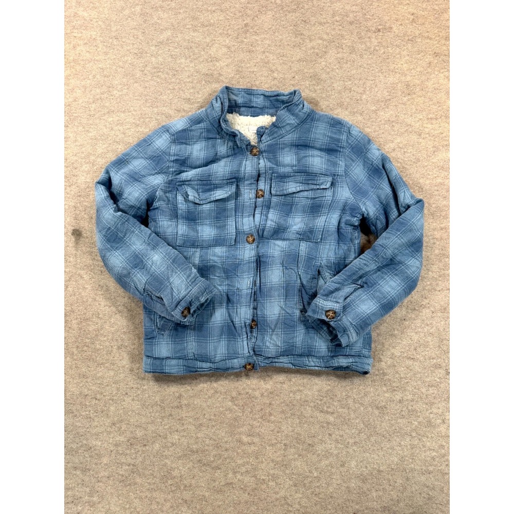 Vintage Young Heart Flannel Shacket Girls 12 Multi Plaid Sherpa Lined Cotton
